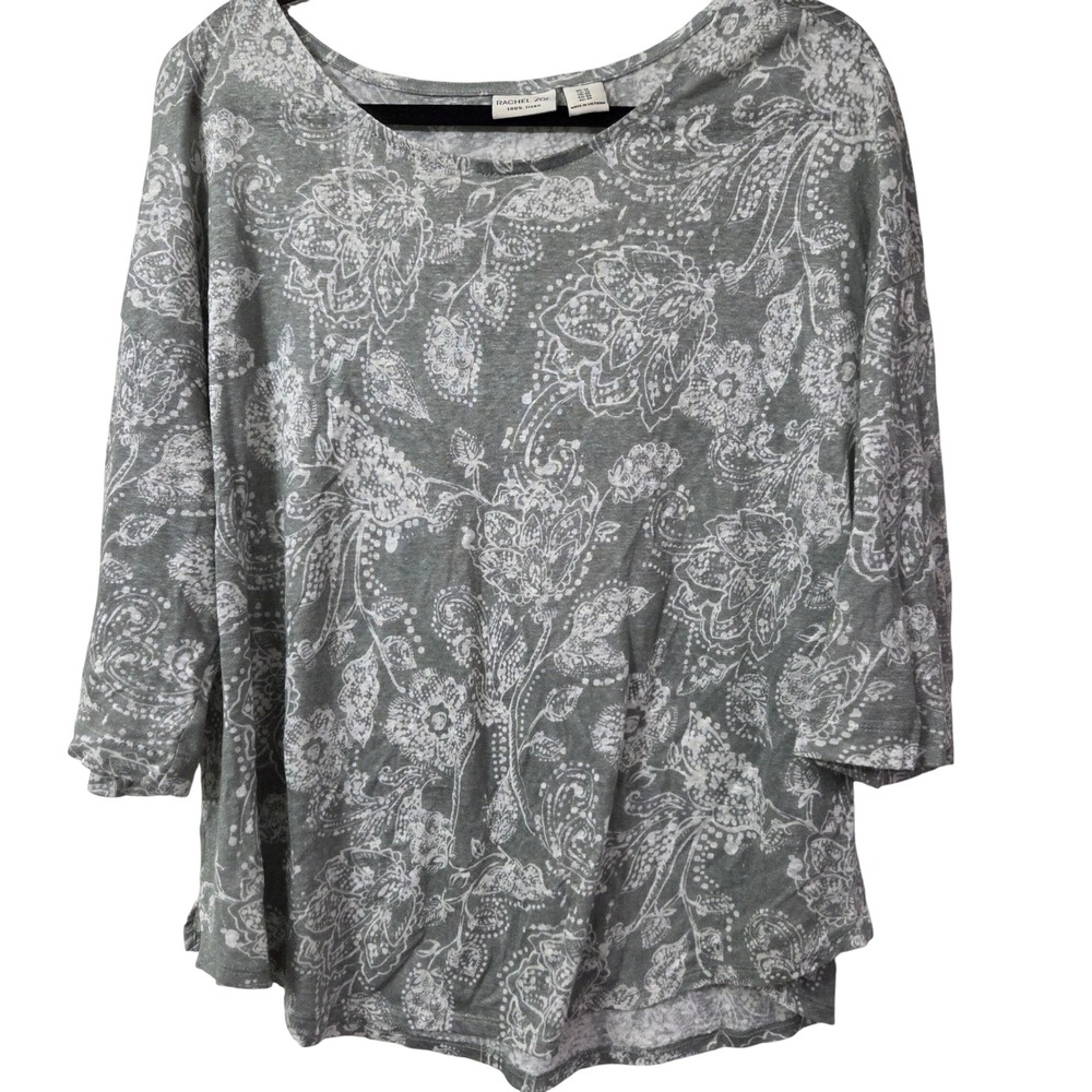 100% Linen bohemain floral blouse Rachel Zoe‎ womens size 1X Plus Size